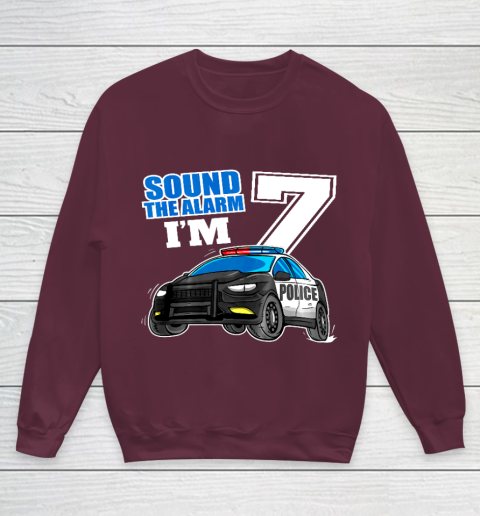 Kids Police Car 7th Birthday Shirt Boy 7 Cop Policeman Officer 7 Year Old Youth Sweatshirt 4