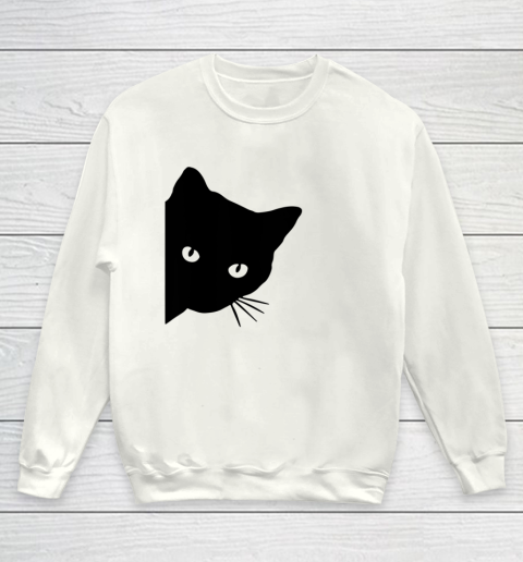 Black Cat Face Watching Funny Cat Halloween Gifts Cat Lovers T Shirt.QZSPTYUYC4 Youth Sweatshirt