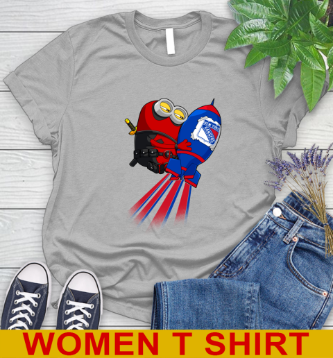 NHL Hockey New York Rangers Deadpool Minion Marvel Shirt Women's T-Shirt 5