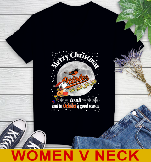 Baltimore Orioles Merry Christmas To All And To Orioles A Good Season MLB Baseball Sports Women's V-Neck T-Shirt