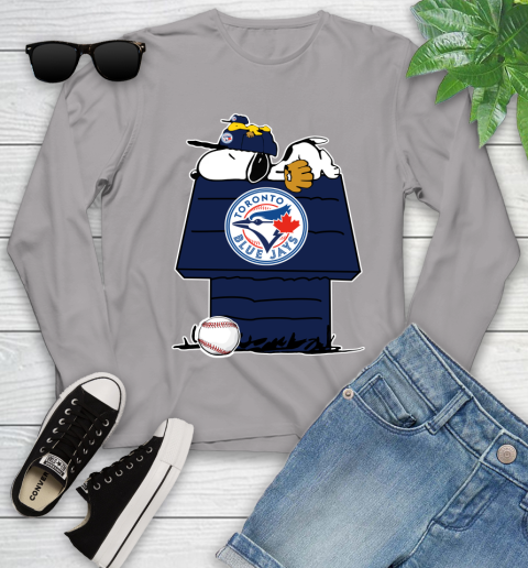 Toronto BLue Jays Snoopy And Woodstock Resting Together MLB Youth T-Shirt 