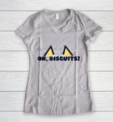 Blueys Oh Biscuits Mums Dad Cartoon Mothers Women's V-Neck T-Shirt