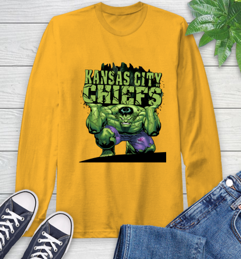 Kansas City Chiefs NFL Football Incredible Hulk Marvel Avengers Sports Long Sleeve T-Shirt 3