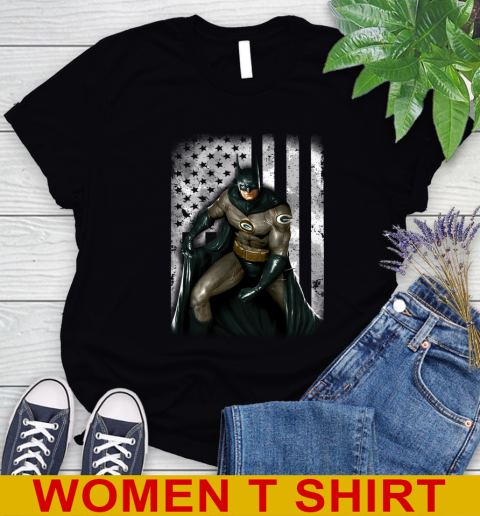 Green Bay Packers NFL Football Batman DC American Flag Shirt Women's T-Shirt