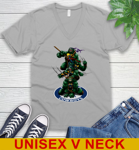 NFL Football Dallas Cowboys Teenage Mutant Ninja Turtles Shirt V-Neck T-Shirt 4