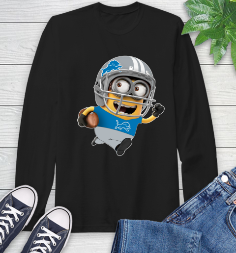 NFL Detroit Lions Minions Disney Football Sports Long Sleeve T-Shirt 2