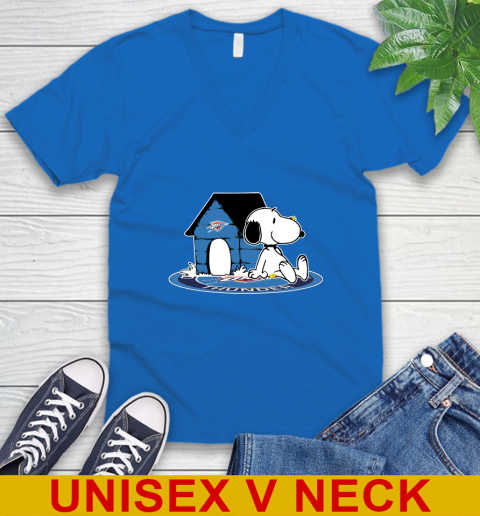 NBA Basketball Oklahoma City Thunder Snoopy The Peanuts Movie Shirt V-Neck T-Shirt 6