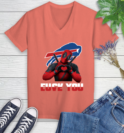 NHL Buffalo Bills Deadpool Love You Fuck You Football Sports Women's V-Neck T-Shirt 6