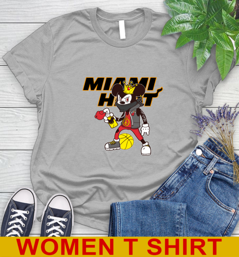 Miami Heat NBA Basketball Mickey Peace Sign Sports Women's T-Shirt 5