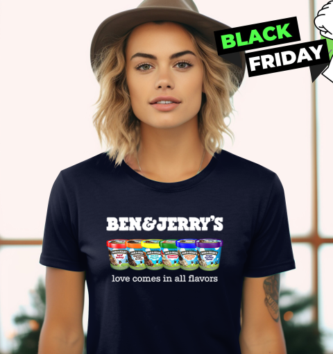8i55 pride ben and jerryamp 39 s love comes in all flavors ladies t shirt 20 front navy