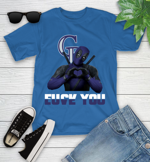 MLB Colorado Rockies Deadpool Love You Fuck You Baseball Sports Youth T-Shirt 12