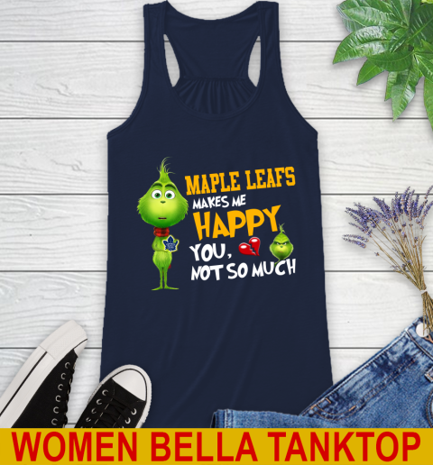 NHL Toronto Maple Leafs Makes Me Happy You Not So Much Grinch Hockey Sports Racerback Tank 9