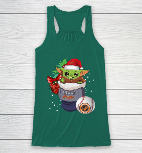 Baltimore Orioles Christmas Baby Yoda Star Wars Funny Happy MLB Racerback Tank 6