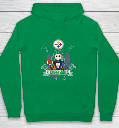 NFL Pittsburgh Steelers Football Jack Skellington Halloween Youth Hoodie 4