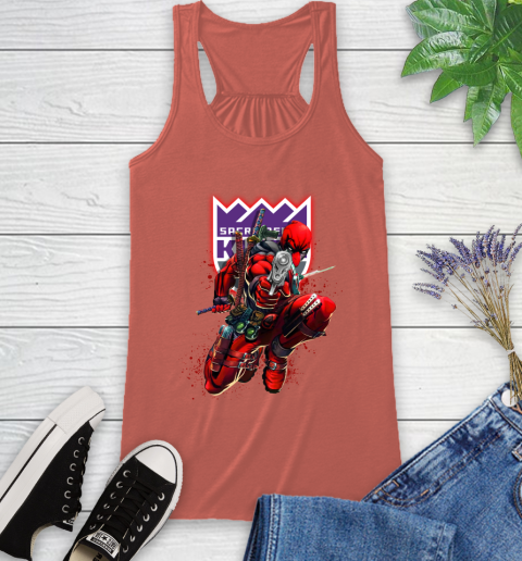 NBA Deadpool Marvel Comics Sports Basketball Sacramento Kings Racerback Tank 4