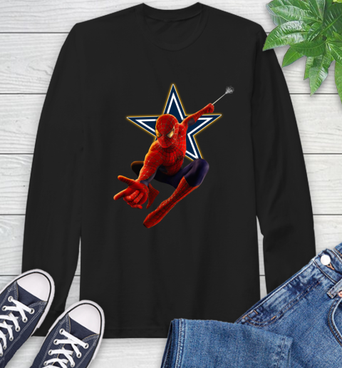 NFL Spider Man Avengers Endgame Football Dallas Cowboys Long Sleeve T-Shirt 2