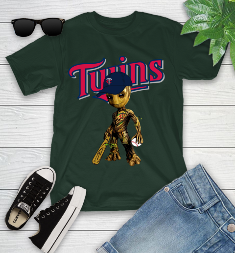 MLB Minnesota Twins Groot Guardians Of The Galaxy Baseball Youth T-Shirt 5