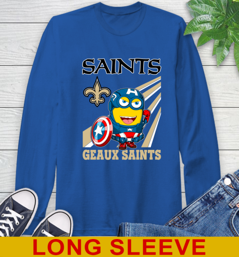 NFL Football New Orleans Saints Captain America Marvel Avengers Minion Shirt Long Sleeve T-Shirt 11