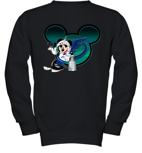 NHL Tampa Bay Lightning Stanley Cup Mickey Mouse Disney Hockey T Shirt nP3SzxjsjLx youth sweatshirt 47 95 151514 front black