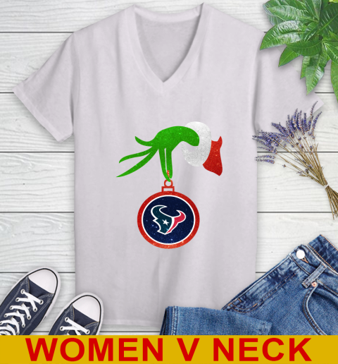 Houston Texans Grinch Merry Christmas NFL Football Women's V-Neck T-Shirt