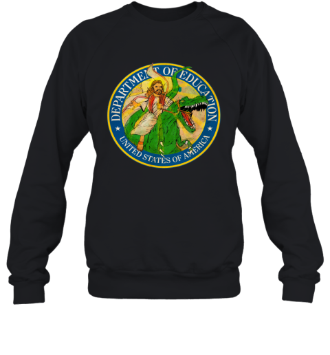 d1fw department of education badass jesus riding a dinosaur shirts sweatshirt 35 front black