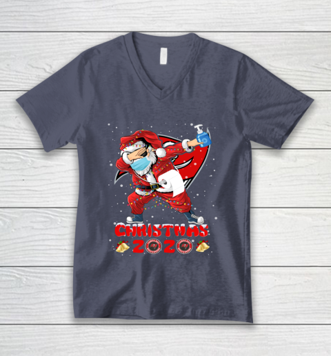 Tampa Bay Buccaneers Funny Santa Claus Dabbing Christmas 2020 NFL V-Neck T-Shirt 7