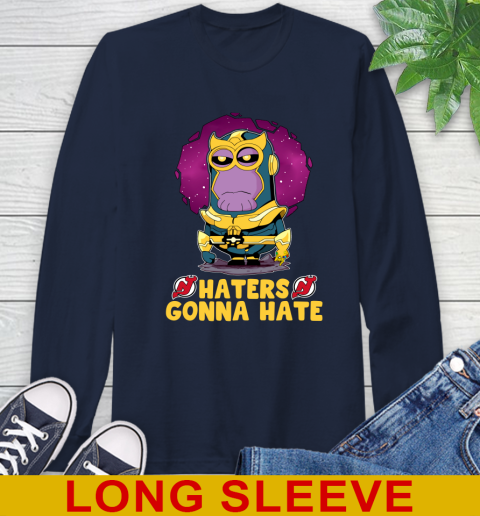 NHL Hockey New Jersey Devils Haters Gonna Hate Thanos Minion Marvel Shirt Long Sleeve T-Shirt 4