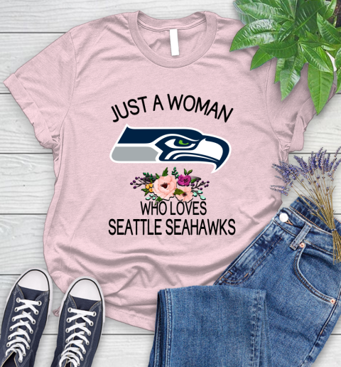 NFL Just A Woman Who Loves Seattle Seahawks Football Sports Women's T-Shirt 8