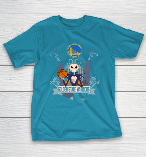 NBA Golden State Warriors Basketball Jack Skellington Halloween T-Shirt 7