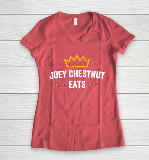 Joey Chestnut Eats Women's V-Neck T-Shirt 4