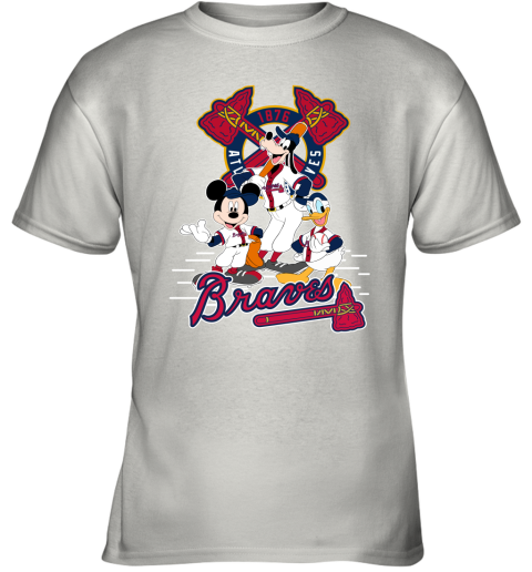 Atlanta Braves Mickey Donald And Goofy Baseball Youth T-Shirt 