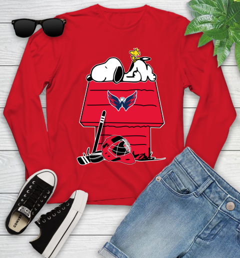 Washington Capitals NHL Hockey Snoopy Woodstock The Peanuts Movie Youth Long Sleeve 11