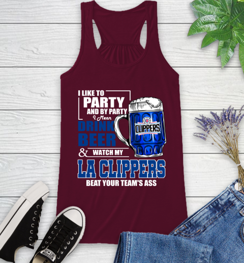 NBA Drink Beer and Watch My LA Clippers Beat Your Team's Ass Basketball Racerback Tank 2