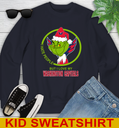 Washington Capitals NHL Christmas Grinch I Hate People But I Love My Favorite Hockey Team Youth Sweatshirt 3