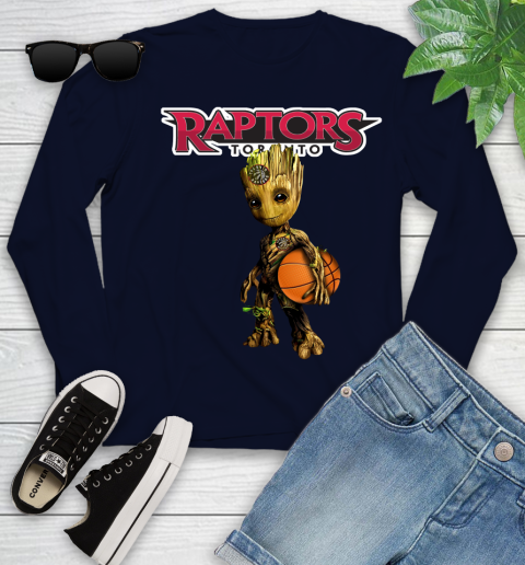 Toronto Raptors NBA Basketball Groot Marvel Guardians Of The Galaxy Youth Long Sleeve 3