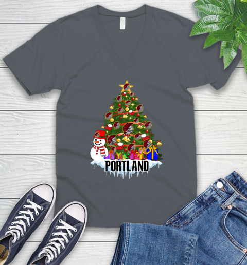 Portland Trail Blazers Merry Christmas NBA Basketball Sports V-Neck T-Shirt 5