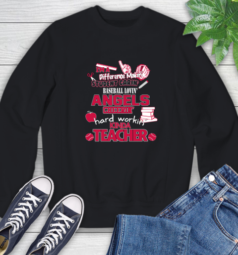 Los Angeles Angels MLB I'm A Difference Making Student Caring Baseball Loving Kinda Teacher Sweatshirt