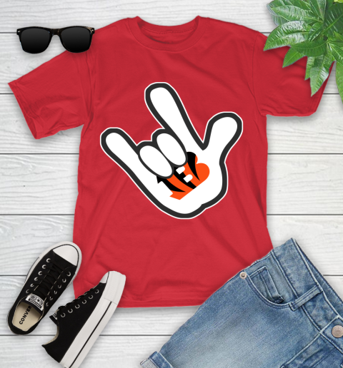 Cincinnati Bengals NFL Football Mickey Rock Hand Disney Youth T-Shirt 10