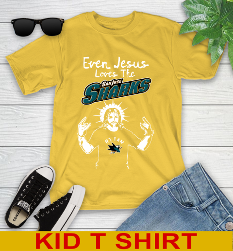 San Jose Sharks NHL Hockey Even Jesus Loves The Sharks Shirt Youth T-Shirt 9