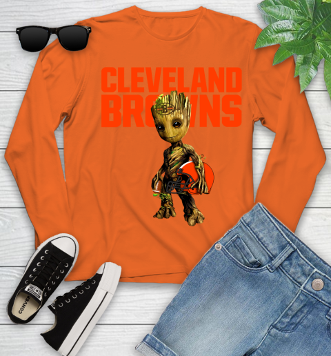 Cleveland Browns NFL Football Groot Marvel Guardians Of The Galaxy Youth Long Sleeve 4