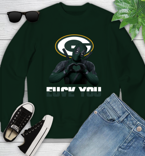 NHL Green Bay Packers Deadpool Love You Fuck You Football Sports Youth Sweatshirt 9