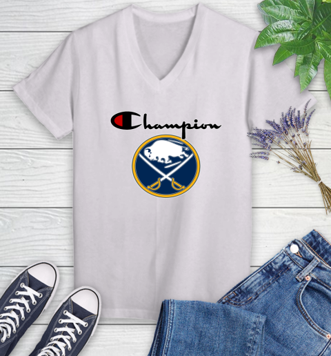NHL Hockey Buffalo Sabres Champion Shirt Women's V-Neck T-Shirt