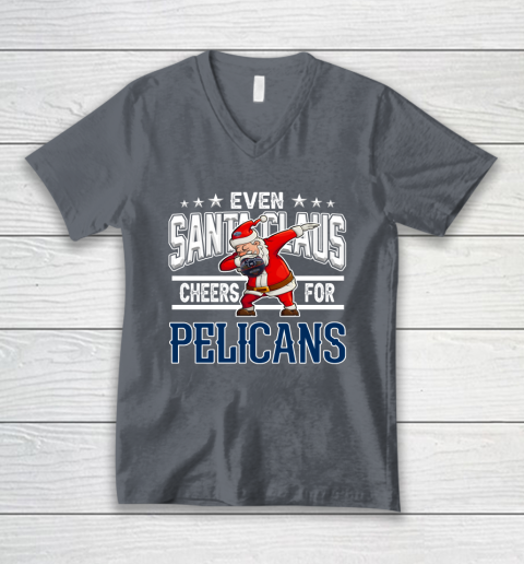 New Orleans Pelicans Even Santa Claus Cheers For Christmas NBA V-Neck T-Shirt 4