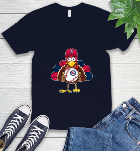 Minnesota Twins Turkey thanksgiving V-Neck T-Shirt 3