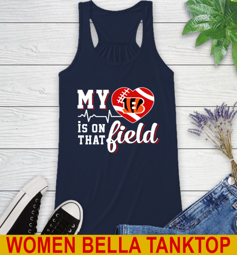 NFL My Heart Is On That Field Football Sports Cincinnati Bengals Racerback Tank 9