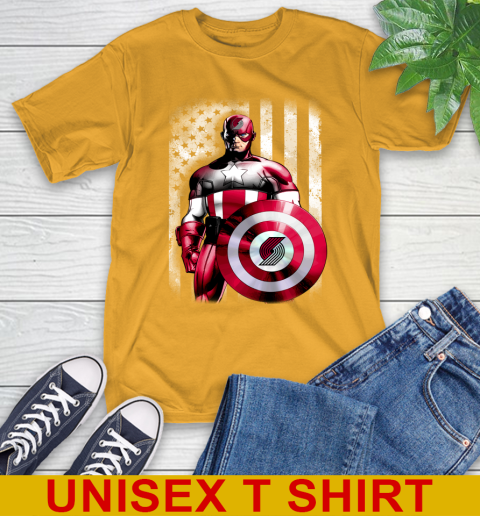 Portland Trail Blazers NBA Basketball Captain America Marvel Avengers American Flag Shirt T-Shirt 2