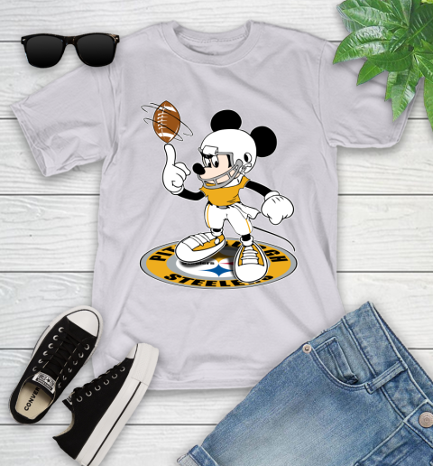 NFL Football Pittsburgh Steelers Cheerful Mickey Disney Shirt Youth T-Shirt 4