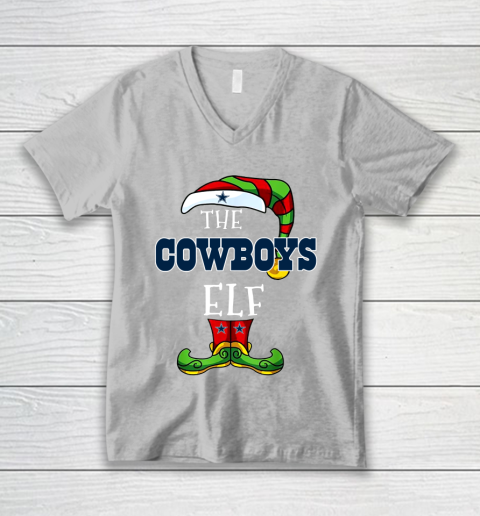 Dallas Cowboys Christmas ELF Funny NFL V-Neck T-Shirt 3