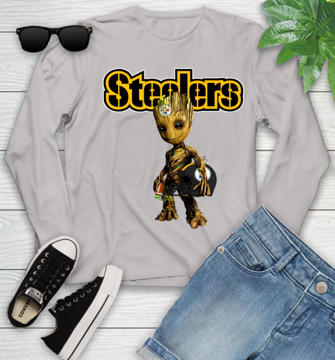 Pittsburgh Steelers NFL Football Groot Marvel Guardians Of The Galaxy Youth Long Sleeve 12