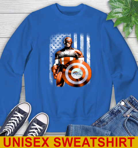 Denver Broncos NFL Football Captain America Marvel Avengers American Flag Shirt Sweatshirt 11